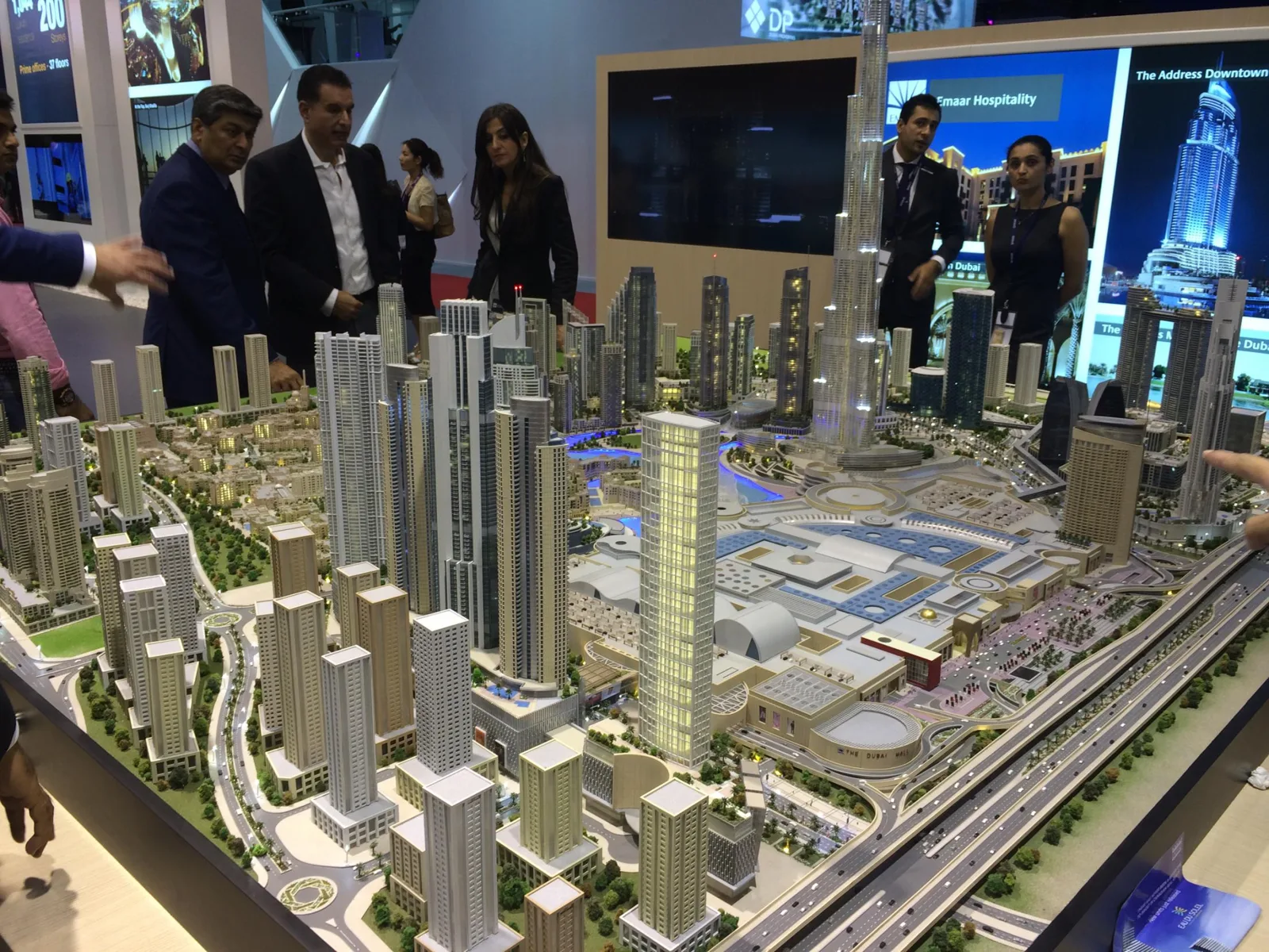 Large city scale model on exhibition display